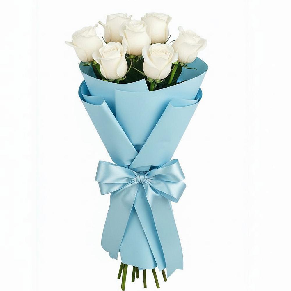 Букет 7 белых роз Проуд в Зеленокумске