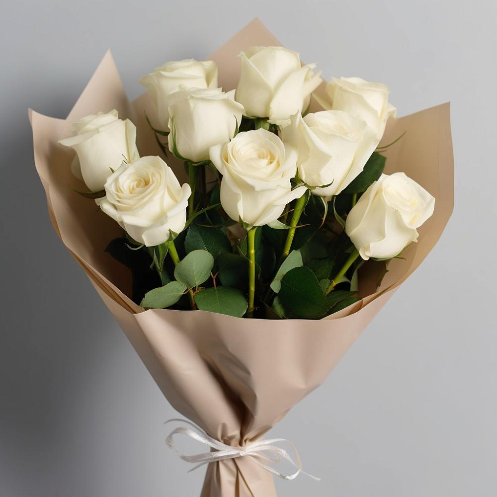 Букет 9 Белых роз Эдлесс Лав в Зеленокумске