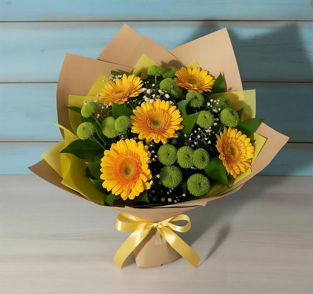 Букет цветов из: Герберы и Хризантемы в Зеленокумске