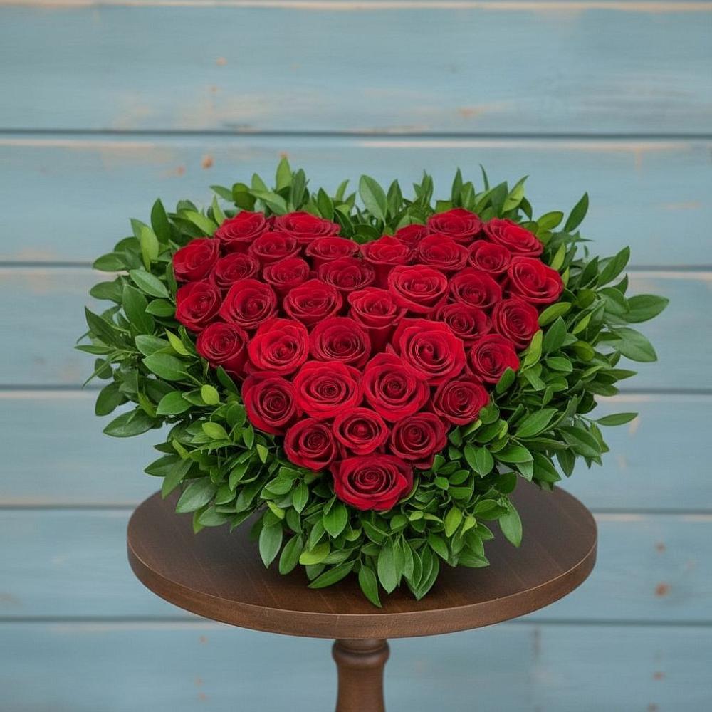 Цветочная композиция из Розы в виде сердца в Зеленокумске