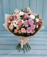 Букет цветов из:  Хризантемы, Розы и Альстромерии #REPLACE_PRED# Зеленокумске